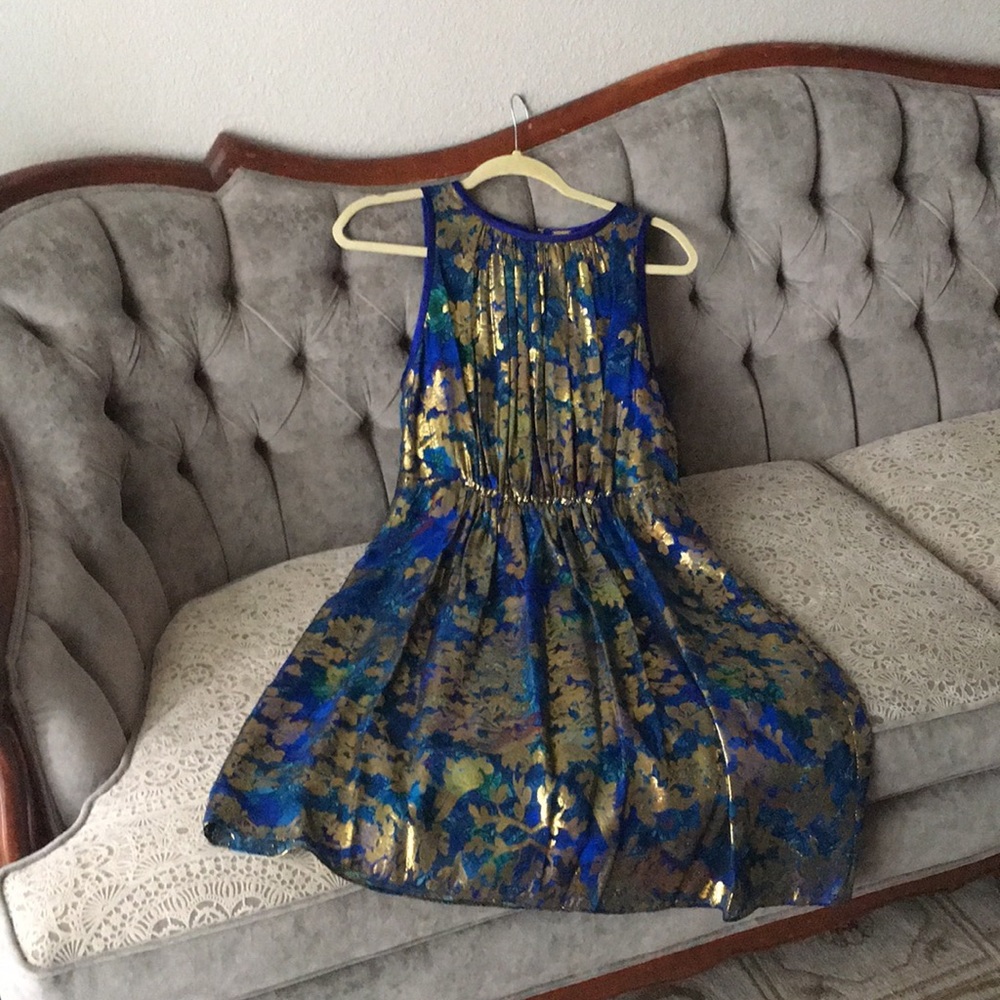 Ellie Tahari royal & gold cocktail dress, size 8